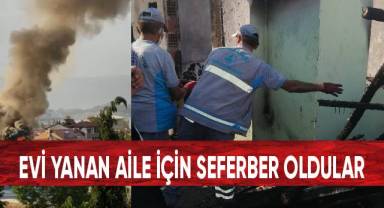 Evi yanan aile için seferber oldular