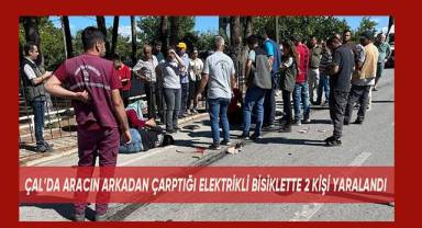 Otomobilin çarptığı elektrikli bisikletteki 2 kişi yaralandı