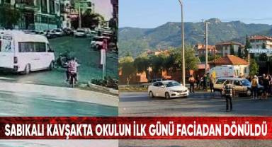 Sabıkalı kavşakta okulun ilk günü faciadan dönüldü