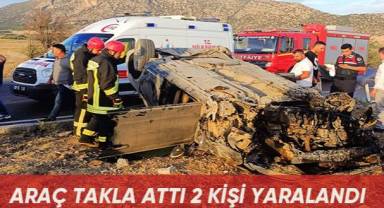 Araç takla attı, 2 kişi yaralandı