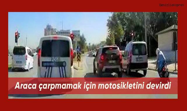 Araca çarpmamak için motosikletini devirdi