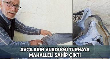 Avcıların vurduğu turnaya mahalleli sahip çıktı