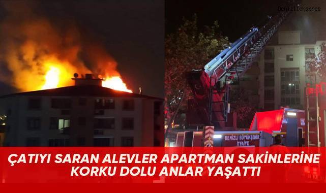 Çatıyı saran alevler apartman sakinlerine koru dolu anlar yaşattı