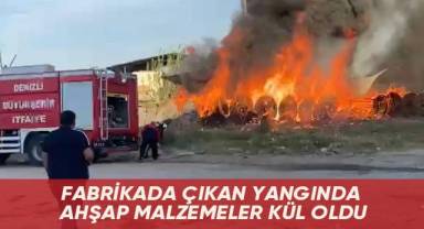 Fabrikada çıkan yangında ahşap malzemeler kül oldu