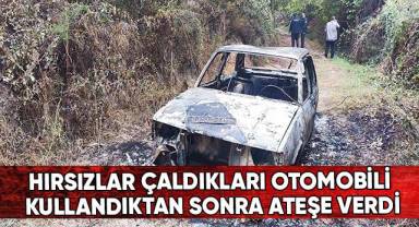 Hırsızlar çaldıkları otomobili kullandıktan sonra ateşe verdi
