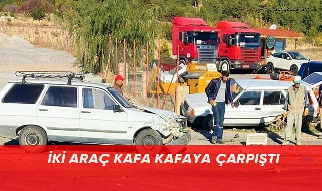 İki araç kafa kafaya çarpıştı