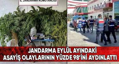 Jandarma Eylül ayında meydana gelen asayiş olaylarının yüzde 98’ini aydınlattı
