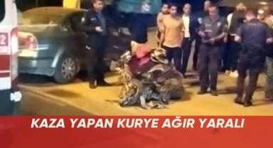 Kaza yapan kurye ağır yaralı