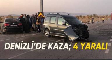 Otomobille hafif ticari araç çarpıştı; 1’i ağır 4 yaralı