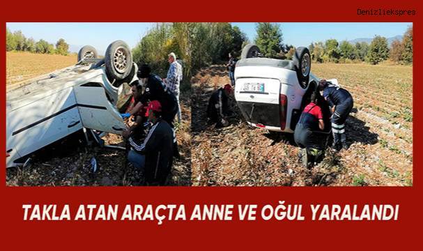 Takla atan otomobil tarlaya uçtu: 2 yaralı