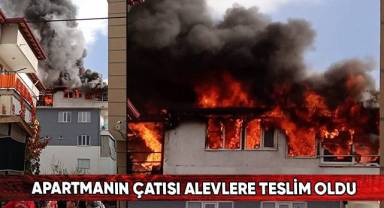 Apartmanın çatısı alevlere teslim oldu