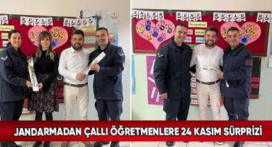 Jandarmadan Çallı öğretmenlere 24 Kasım sürprizi