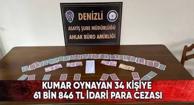 Kumar oynayan 34 kişiye 61 bin 846 TL idari para cezası