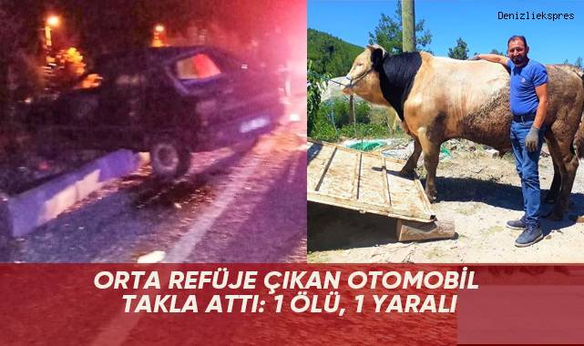 Orta refüje çıkan otomobil takla attı: 1 ölü, 1 yaralı