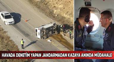 Havada denetim yapan jandarmadan kazaya anında müdahale