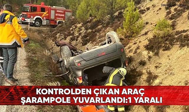 Kontrolden çıkan araç şarampole yuvarlandı: 1 yaralı