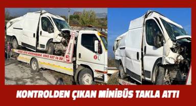 Kontrolden çıkan minibüs takla attı: 1 yaralı