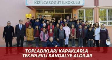 Topladıkları kapaklarla tekerlekli sandalye aldılar