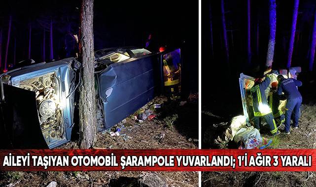 Aileyi taşıyan otomobil şarampole yuvarlandı; 1’i ağır 3 yaralı