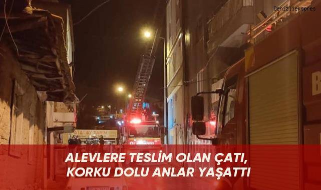 Alevlere teslim olan çatı, korku dolu anlar yaşattı