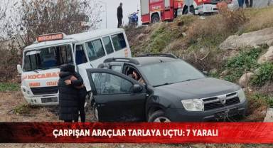 Çarpışan araçlar tarlaya uçtu: 7 yaralı