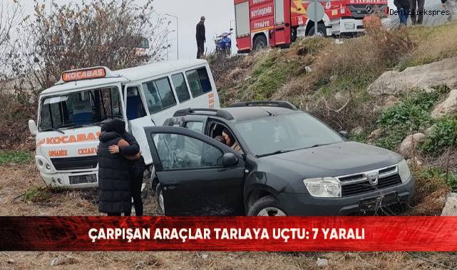 Çarpışan araçlar tarlaya uçtu: 7 yaralı