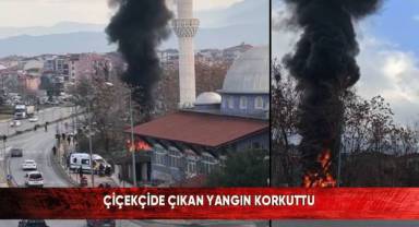 Çiçekçide çıkan yangın korkuttu