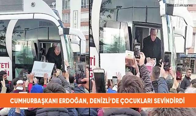 Cumhurbaşkanı Erdoğan, Denizli’de çocukları sevindirdi