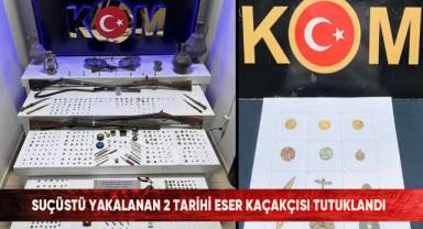 Suçüstü yakalanan 2 tarihi eser kaçakçısı tutuklandı