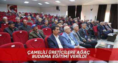 Çamelili üreticilere ağaç budama eğitimi verildi
