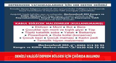 Denizli Valiliği deprem bölgesi için çağrıda bulundu