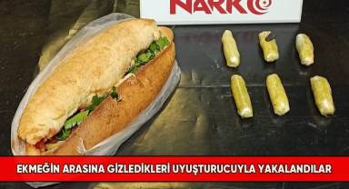 Ekmeğin arasına gizledikleri uyuşturucuyla yakalandılar