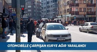 Otomobille çarpışan motosikletli kurye ağır yaralandı