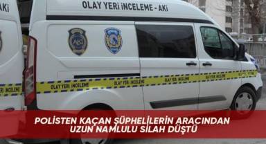 Polisten kaçan şüphelilerin aracından uzun namlulu silah düştü