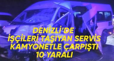 Servis minibüsü saman yüklü kamyonetle çarpıştı: 10 yaralı
