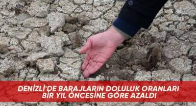 Denizli'de barajların doluluk oranları bir yıl öncesine göre azaldı