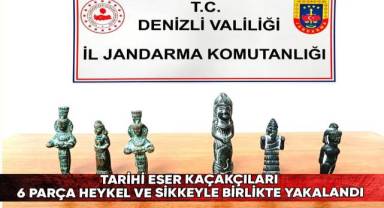 Tarihi eser kaçakçıları 6 parça heykel ve sikkeyle birlikte yakalandı