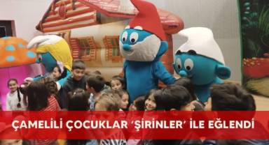 Çamelili çocuklar ’Şirinler’ ile eğlendi