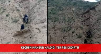 Keçinin mahsur kaldığı yer pes dedirtti