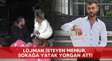 Lojman isteyen memur, sokağa yatak yorgan attı