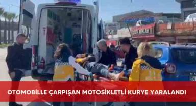 Otomobille çarpışan motosikletli kurye yaralandı