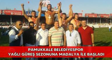 Pamukkale Belediyespor yağlı güreş sezonuna madalya ile başladı