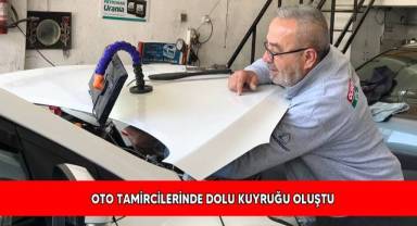 Oto tamircilerinde dolu kuyruğu