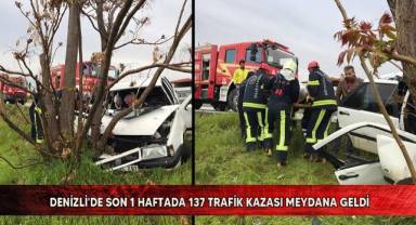 Denizli'de son 1 haftada 137 trafik kazası meydana geldi