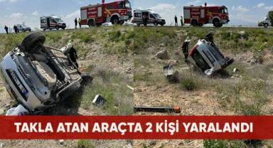 Kontrolden çıkan otomobil boş araziye uçtu: 2 yaralı