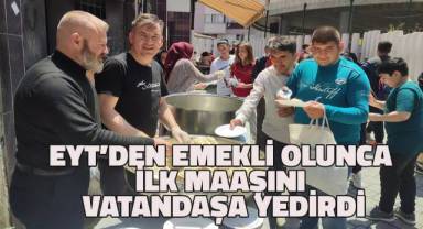 Maaşını alır almaz vatandaşlara tavuklu pilav ikram etti.