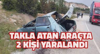 Takla atan otomobil metal yığınına döndü: 2 yaralı