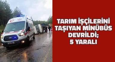 Tarım işçilerini taşıyan minibüs devrildi: 5 yaralı