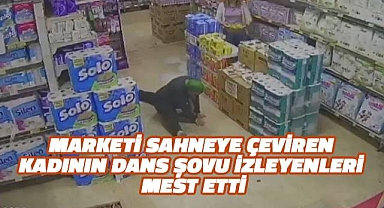 Sevdiği şarkıyı duyan kadın, marketin ortasında dans şovu yaptı