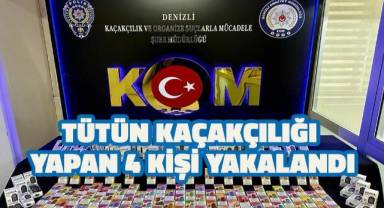 Tütün kaçakçılığı yapan 4 kişi yakalandı